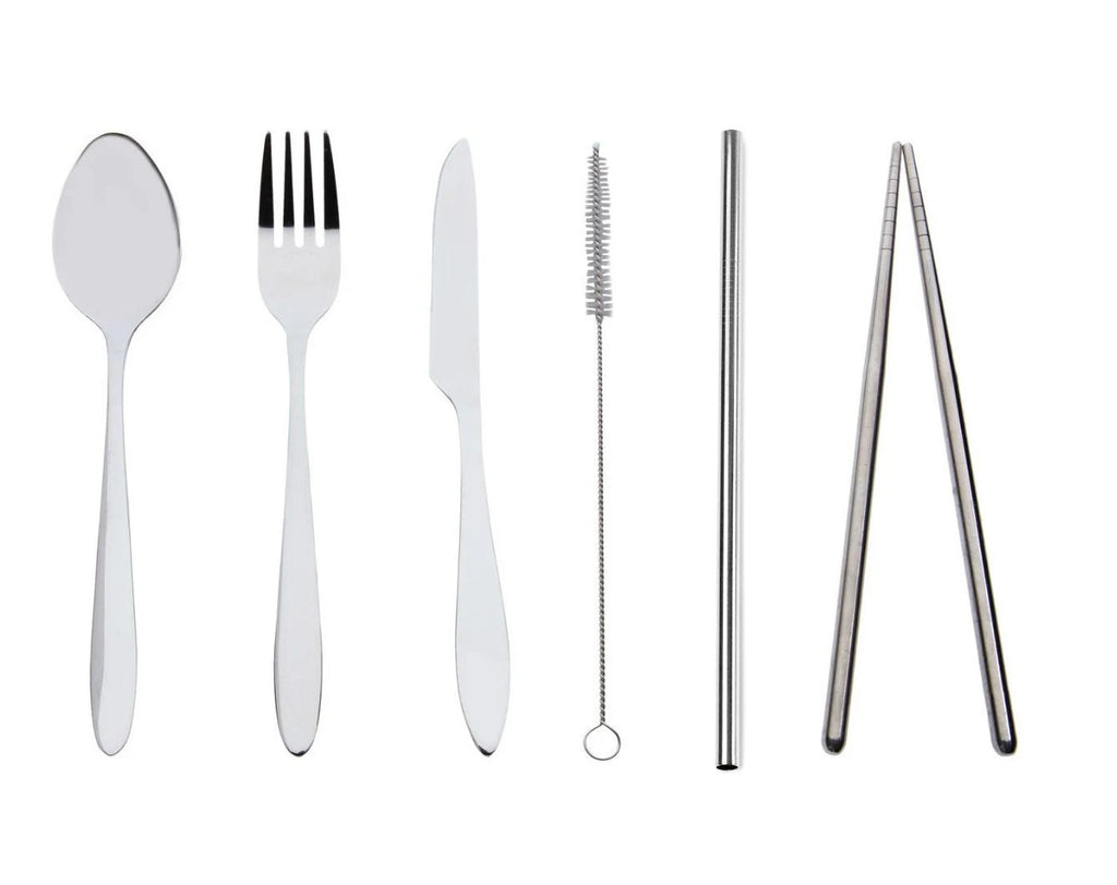 Black Mountains Travel Cutlery Set Limestone Neoprene Pouch