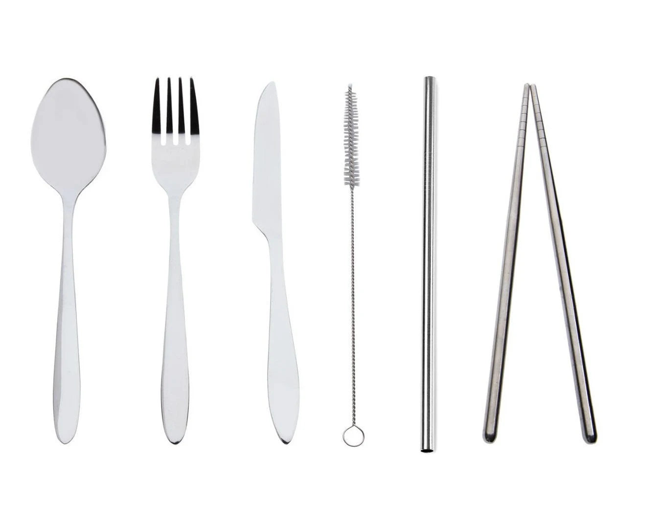 7 Piece Travel Cutlery Set With Hemp Pouch PLASTIC SUCKS