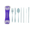 Purple Mandala Travel Cutlery Set Limestone Neoprene Pouch