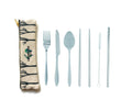7 Piece Travel Cutlery Set With Hemp Pouch TREES