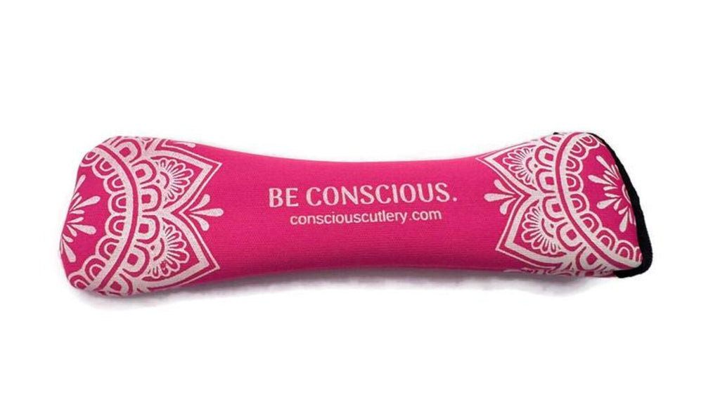 Pink Mandala Limestone Neoprene Travel Cutlery Set 