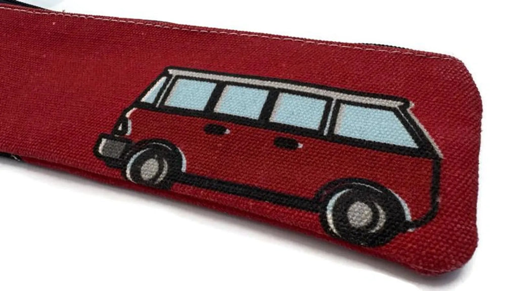 Red Vanagon Travel Cutlery Set w/ Cotton Linen Pouch