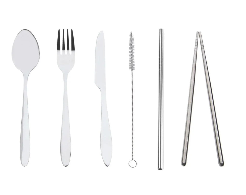 Red Trailer Travel Cutlery Set Limestone Neoprene Pouch