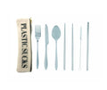 7 Piece Travel Cutlery Set With Hemp Pouch PLASTIC SUCKS