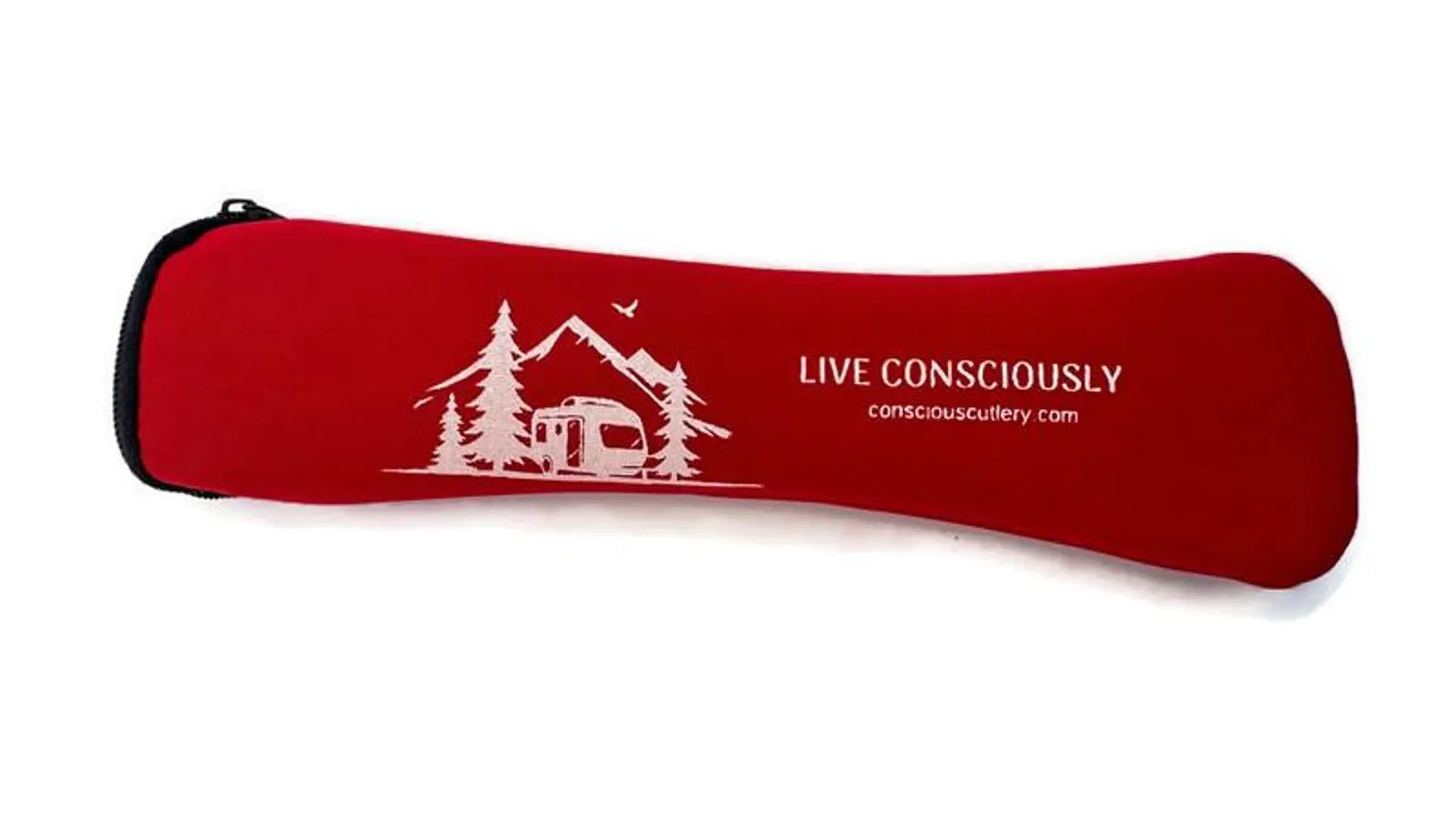 Red Trailer Travel Cutlery Set Limestone Neoprene Pouch
