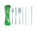 Green Mountains Travel Cutlery Set Limestone Neoprene Pouch