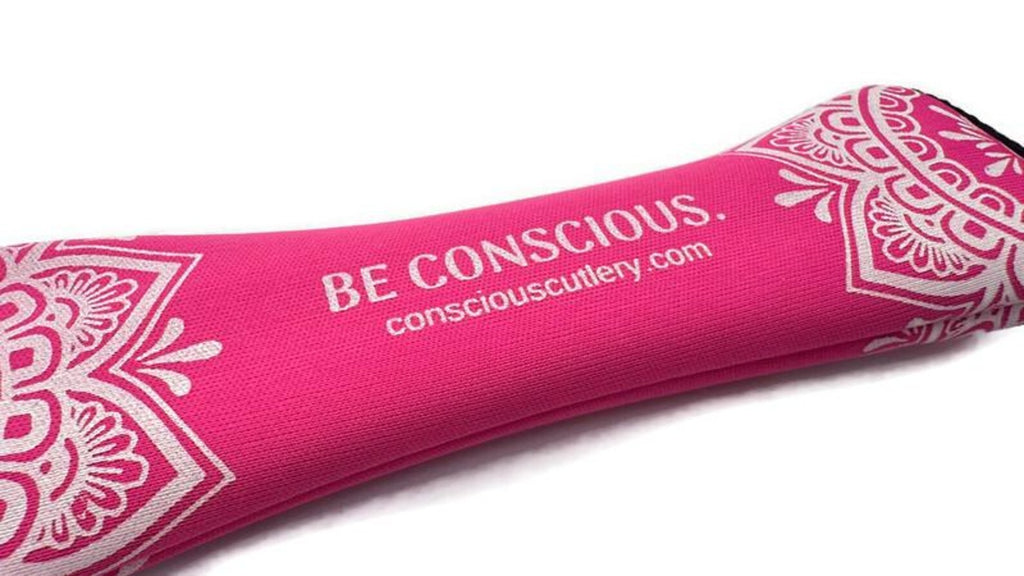 Pink Mandala Limestone Neoprene Travel Cutlery Set 