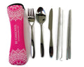 Pink Mandala Limestone Neoprene Travel Cutlery Set 